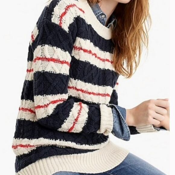 J.Crew Gabby Stripe Cable Knit Wool Tunic Sweater - Picture 14 of 14